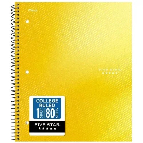 Sổ tay college ruled 8,5x11 inch 80 trang màu vàng