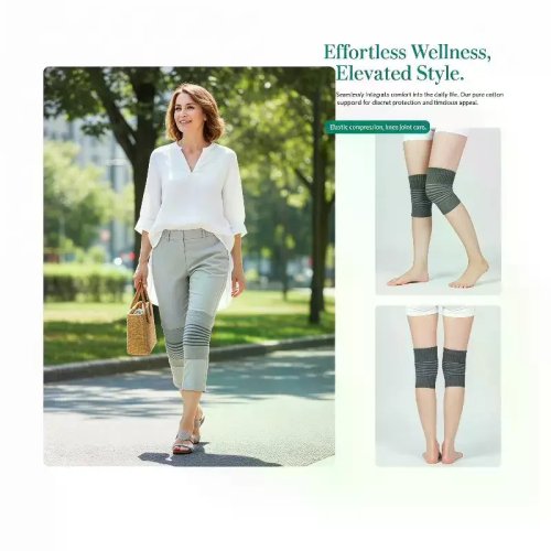 Sports Knee Compression Sleeve - Cotton Elastic Knee Support with Black Stripe for Gym & Basketball