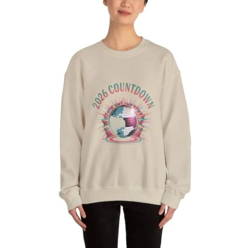 Sudadera Disco Ball Cuenta Regresiva Hello 2026 - Sudadera con Capucha Térmica de Manga Larga para Fiesta de Año Nuevo