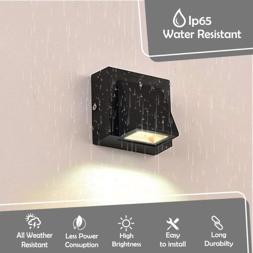 JOYINLED مصباح حائطي LED مقاوم للماء IP65 5W — تصميم حديث وبسيط، أسود/أبيض/رمادي للمنزل