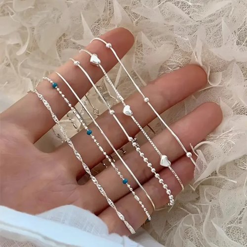 925 sterlingzilver ultradun armband met hartbedel, Koreaans design, delicaat dames sieraad, cadeau