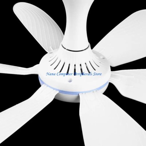 F68C Silent 6‑Blade USB Canopy/Tent Fan — 4 Speeds, 2/4/8H Timer