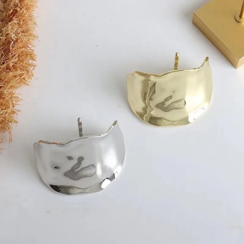 Haarklem met metalen look en lava‑patroon voor lage paardenstaart — Koreaans stijl haarclip voor dames, goud/zilver