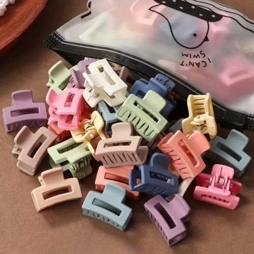 20pcs Matte Solid-Color Hollow Hair Claw Clips – Candy Colors, Lightweight Hair Clips for Women