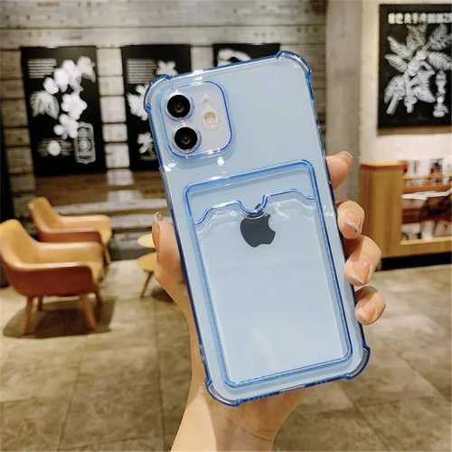 Coque transparente avec porte-cartes pour iPhone 17 Pro Max, 11, 12, 13, 14, 15, 16 Pro Max, Air, 7, 8 Plus, XR, XS, SE 2020, SE 2022