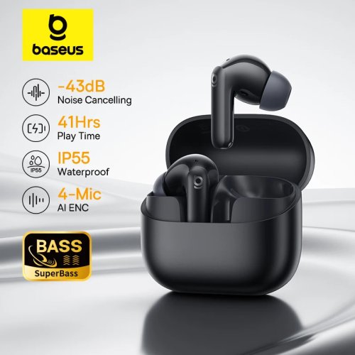 Baseus Bass EP10 NC -43dB Cancelación de Ruido ANC Audífonos Inalámbricos True Wireless Bluetooth 6.0 In-Ear con 4 Micrófonos ENC