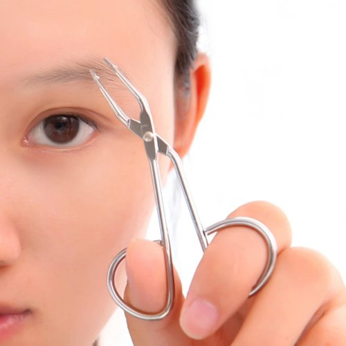 Nhíp kẹp lông mày inox đầu nghiêng (kiểu khuỷu) — nhíp/kiềm chính xác cho kẻ/cắt lông mày và nối mi