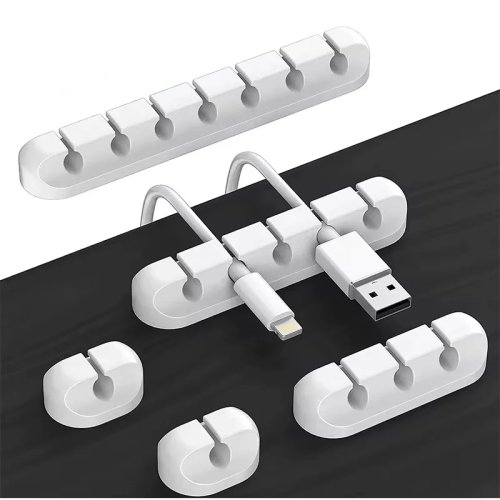 Organizador de cables USB de silicón – Enrollador y clips para cable de carga, soporte para cable de mouse y audífonos