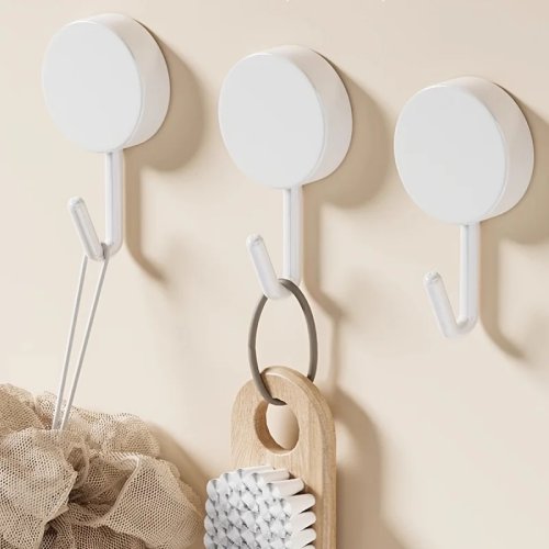 Bộ 3 móc dán tường trắng, không cần khoan — móc treo đa năng cho bếp, phòng tắm, sau cửa, treo chìa khóa