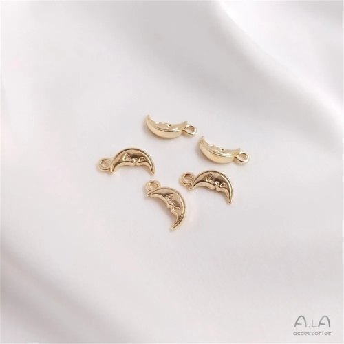تعليقة هلال ونجمة مطلية بالذهب 14K - حُليات لسوار، أقراط وزينة شعر (DIY)