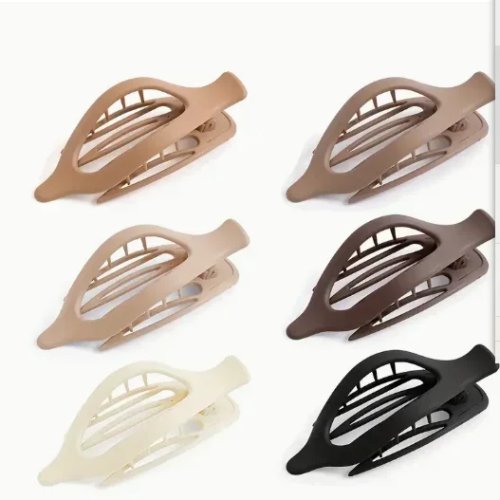 6 Pièces Grandes Pinces à Cheveux Type Crabe Mate Plastique pour Cheveux Épais, Couleurs Neutres, Automne/Hiver