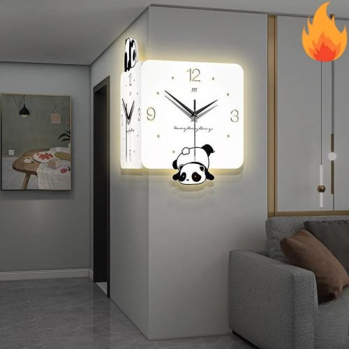 Double-Sided Corner Wall Clock - Modern Simple Design for Living Room, Home, or Restaurant Decoration, Silent