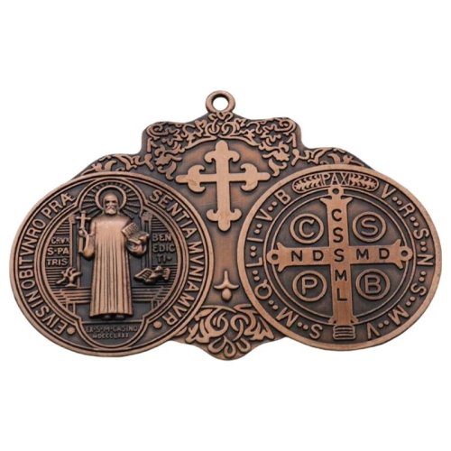Christian Cross Keychain Pendant, Antiqued Metal Prayer Charm