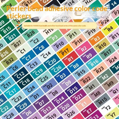 Etiquetas transparentes para clasificar colores de cuentas para planchar (Perler/Hama) — Impresas, 221/302 colores, fáciles de aplicar