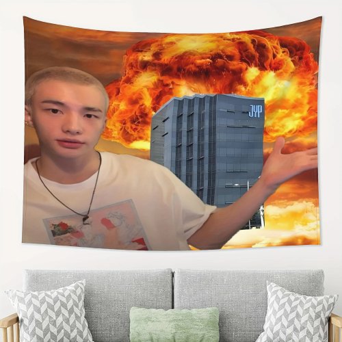 VIKAMA Stray Kids Fan Tapestry — Funny Meme Wall Hanging / Background Cloth for Living Room & Sofa Decoration