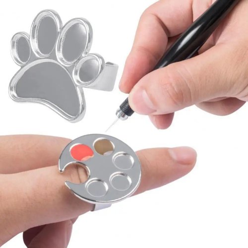 Mini-Claw-Ring-Palette für Nagelkunst, 3D-gedruckter Nagellack-Mischring, tragbarer kleiner Farbmisch-Tablett für Nagellacke