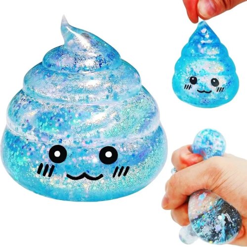 Squishy phân lấp lánh vui nhộn, bóng giảm stress co giãn, đồ chơi cảm giác (fidget) để bóp, quà đùa/sinh nhật/Ngày Cá Tháng Tư