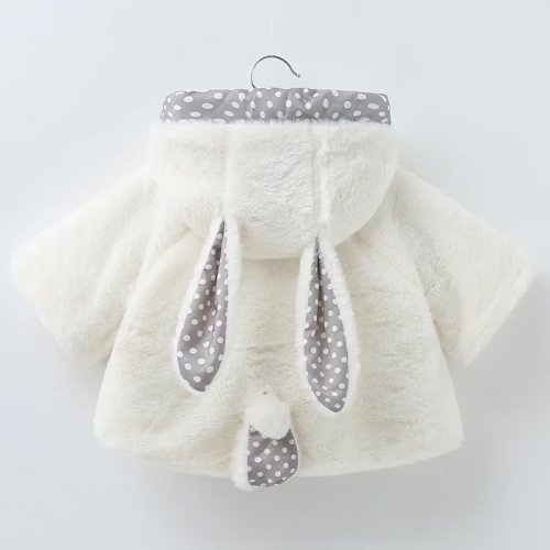 Chamarra para Bebé Niña de Invierno con Capucha de Orejas de Conejo - 3-24 Meses