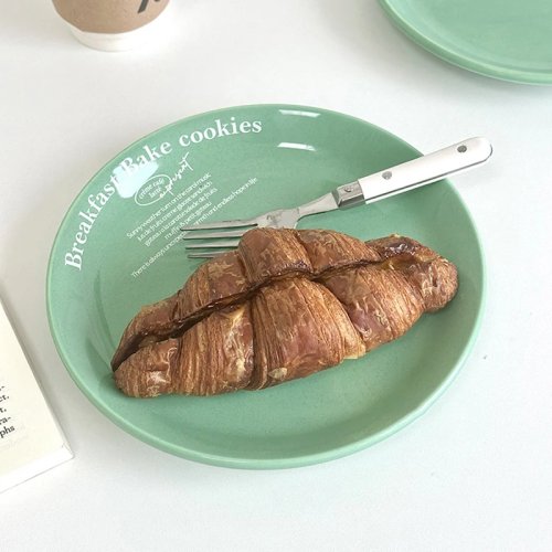 Keramisch rond bord 20,5 cm met letters – Dessert-/ontbijtbord, Koreaans stijl voor gebak en groenten