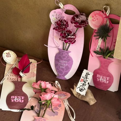 Geschenkbox für Einzelblume – Tragbare Pappbox für Rose & Nelke, Verpackung für Bouquet/Vase, DIY-Geschenkverpackung