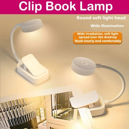Mini Clip-On Book Lamp, LED Table Lamp with Eye Protection, 3 Colors, Battery Powered, Portable Night Light for Bedside Student Reading