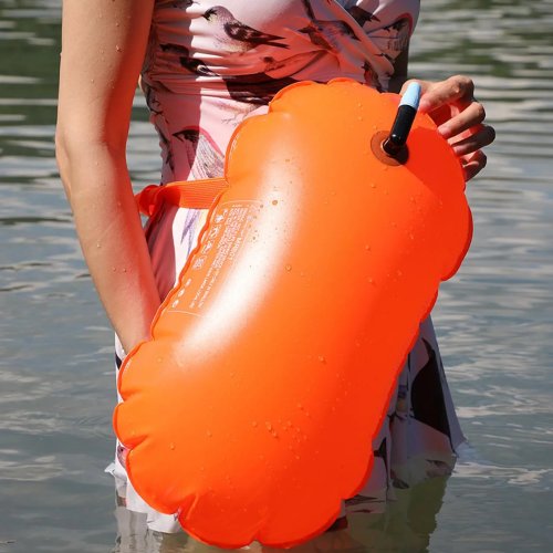 Boia de natação insuflável com saco seco — flutuador em PVC para piscina e águas abertas