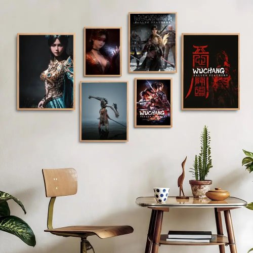 Poster vintage W‑Wuchang a tema gioco — stampa d'arte estetica per camera, soggiorno, bar, caffè e dormitorio
