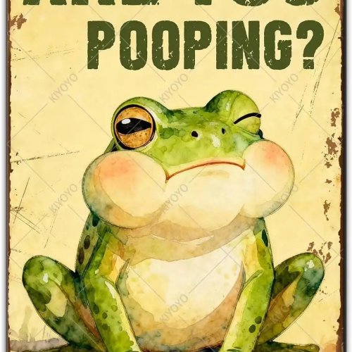 KIYOYO 빈티지 양철 사인(개구리) – 웃긴 'Are You Pooping?' 화장실 벽장식 메탈 사인 30×20 cm