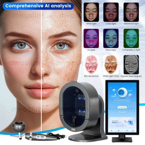 Analizador Facial 3D HD 21.5in con IA Inteligente, Espejo Mágico para Detección de Arrugas, Pigmentos y Poros