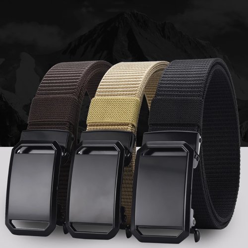 Cinturón de lona para hombre con hebilla automática — cinturón casual para vaqueros, alta calidad