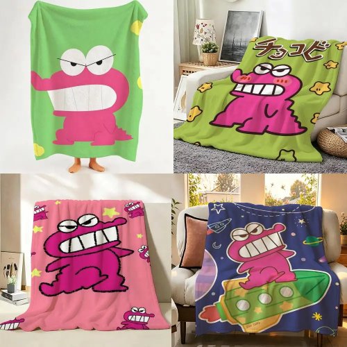 C-Chocobi Flannel Throw Blanket — Soft Character Throw for Sofa, Living Room & Bedroom