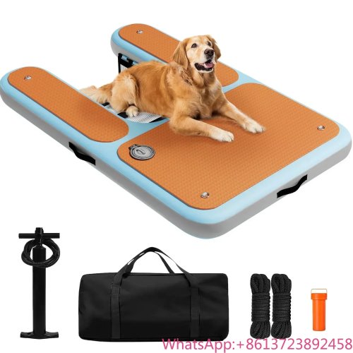 Rampa insuflável para cão 150 cm — Revestimento EVA antiderrapante, rampa para piscina e barco para cães grandes até 104 kg (230 lb)