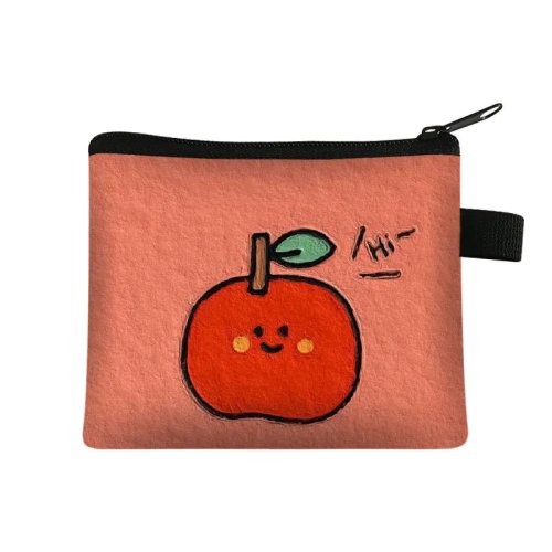 Monedero mini con estampado de frutas — porta tarjetas y porta llaves, billetera cuadrada