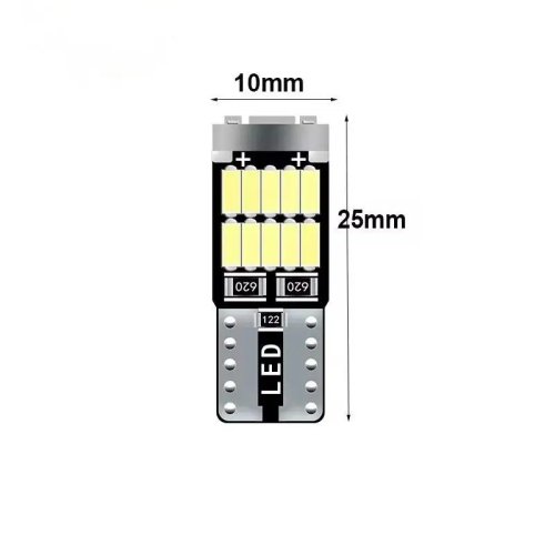 Bohlam LED T10 W5W CANbus 12V Putih – Lampu Kabin/Plafon, Lampu Plat Nomor & Parkir 6000K Bebas Error
