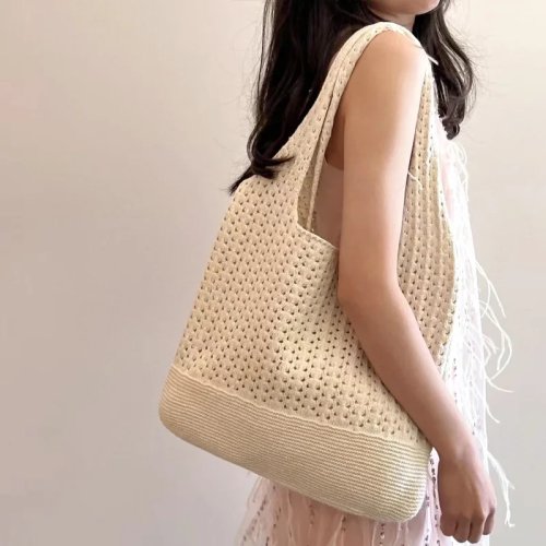 Túi tote len đan tay cho nữ - túi đeo vai phong cách retro, túi mua sắm