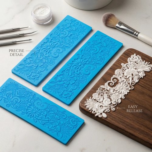 Stampo in silicone a pizzo per decorazione torte - Motivo a nastro floreale