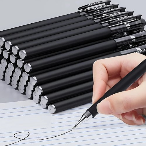 10-Pack Gel Pens, 0.5mm Black Ink, Bullet Tip, Kawaii Stationery Set for School & Office