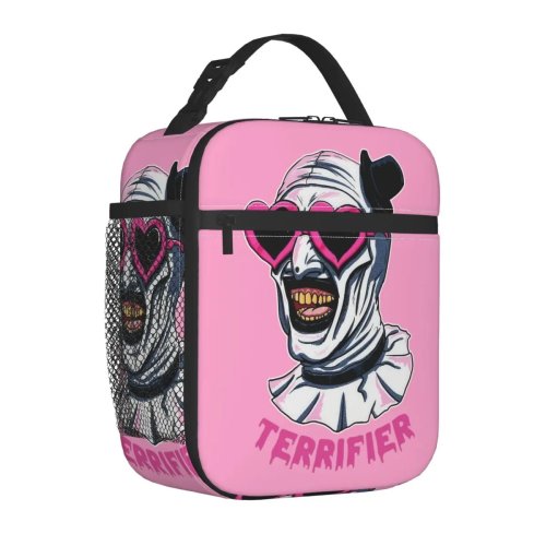 Terrifier『Art the Clown』保冷ランチバッグ（ハート型メガネ柄）大容量クーラートート／お弁当バッグ オフィス・ピクニック用
