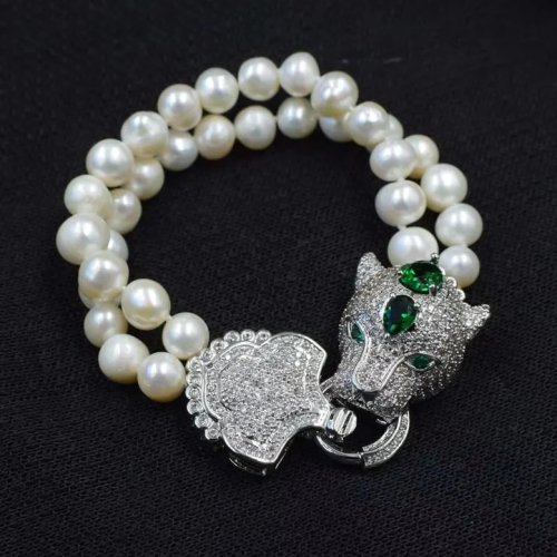 Set Kalung + Gelang Mutiara Air Tawar Putih Bulat 8–9 mm — Model Berlapis, Perhiasan Pesta Wanita