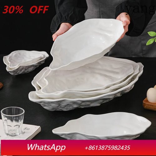 Piring keramik bentuk tiram untuk sashimi — piring salad/sushi kreatif, peralatan meja hotel
