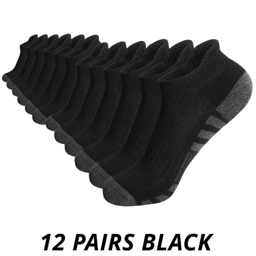 12 pares Calcetines cortos de hombre deportivos de malla transpirable, todo el año, color liso