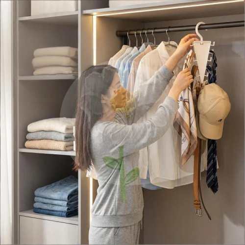Pack 2 Cabides Multifunções com Vários Ganchos para Lenços, Cintos, Gravatas e Chapéus — Organizador de Roupeiro Poupa Espaço