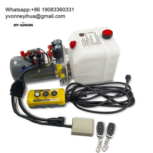Pompe Hydraulique Double Effet 4-16 Quart 12V DC pour Remorque Benne avec Télécommande Sans Fil OEM