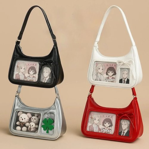 Tas Selempang Transparan Y2K Harajuku — Ita Bag gaya Korea/Jepang, tas preppy wanita
