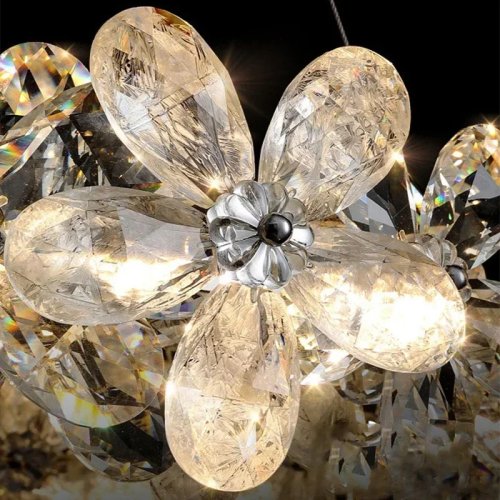 Luxury French crystal LED chandelier — floral pendant light for living room, dining room and bedroom