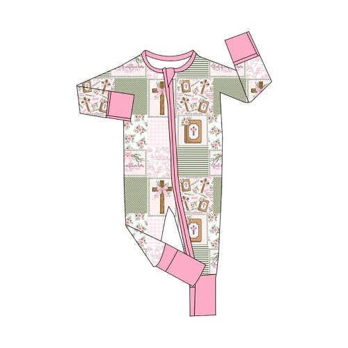 Combinaison bébé Pâques boutique - Fermeture éclair, Patchwork croix florale, He Has Risen