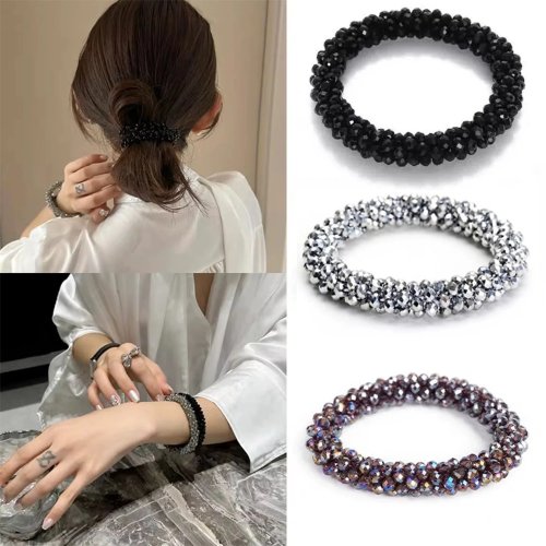 Scrunchie con perline di cristallo — Elastici per capelli colorati per coda di cavallo