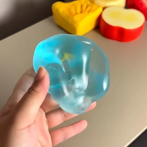 Squishy transparente azul (maltose) – brinquedo sensorial macio com retorno lento, anti-stress e portátil