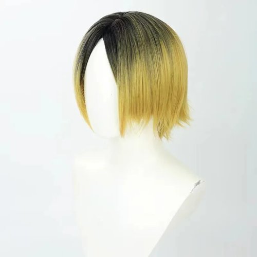 Parrucca cosplay Kozume Kenma (Haikyuu) corta e liscia, fibra sintetica resistente al calore, alta qualità