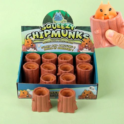 Squishy mignon souris/écureuil dans tasse de fromage, rebond lent — jouet souple anti‑stress pour enfants et adultes